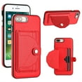 thumbnail image 1 of ELEHOLD Leather Wallet Case For iPhone 8 Plus/7 Plus,Premium Leather Material with Back Card Holders Magnetic Button Full Body Shockproof Luxury Case,Red, 1 of 6