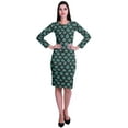 thumbnail image 2 of Moomaya Printed Full Sleeve Bodycon Dress for Women Scoop Neck Side Slit Casual Clothing, 2 of 8