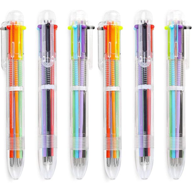 24 Pack 0.5mm 6in1 Multicolor Ballpoint Pen 6 Colors Retractable