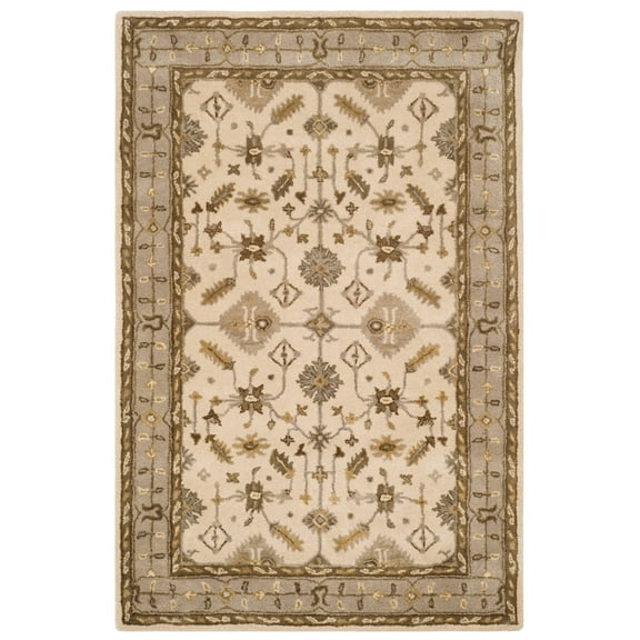 SAFAVIEH Royalty Earleen Traditional Wool Area Rug, Cream/Light Grey, 4' x 6'