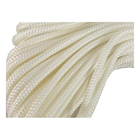 Polyester Rope 1/4 Inch x 100 ft - Double Braid White Rope for Sailing, Halyards, Winch Lines, Flag Pole, Marine & Outdoor Use - Made in USA