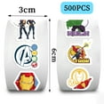 thumbnail image 2 of 500Pcs Cute Iron Man Stickers, 10 Patterns Movie Decals Rolls Self Adhesive Seals for Scrapbooking Cards Envelopes，Gifts for Kids Teens for Birthday Party Deco, 2 of 3