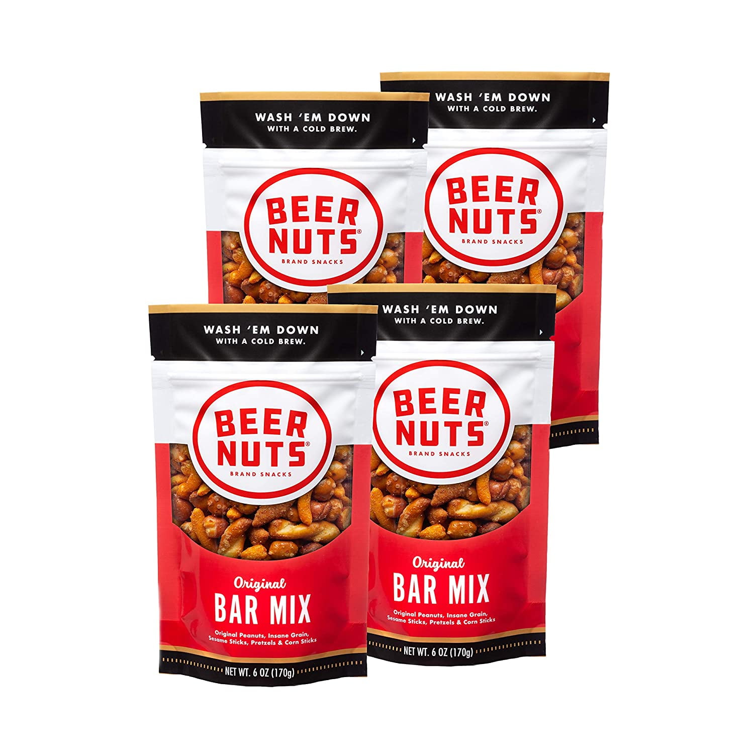 BEER NUTS 6 oz. Bag Original Bar Mix (PACK OF 4)