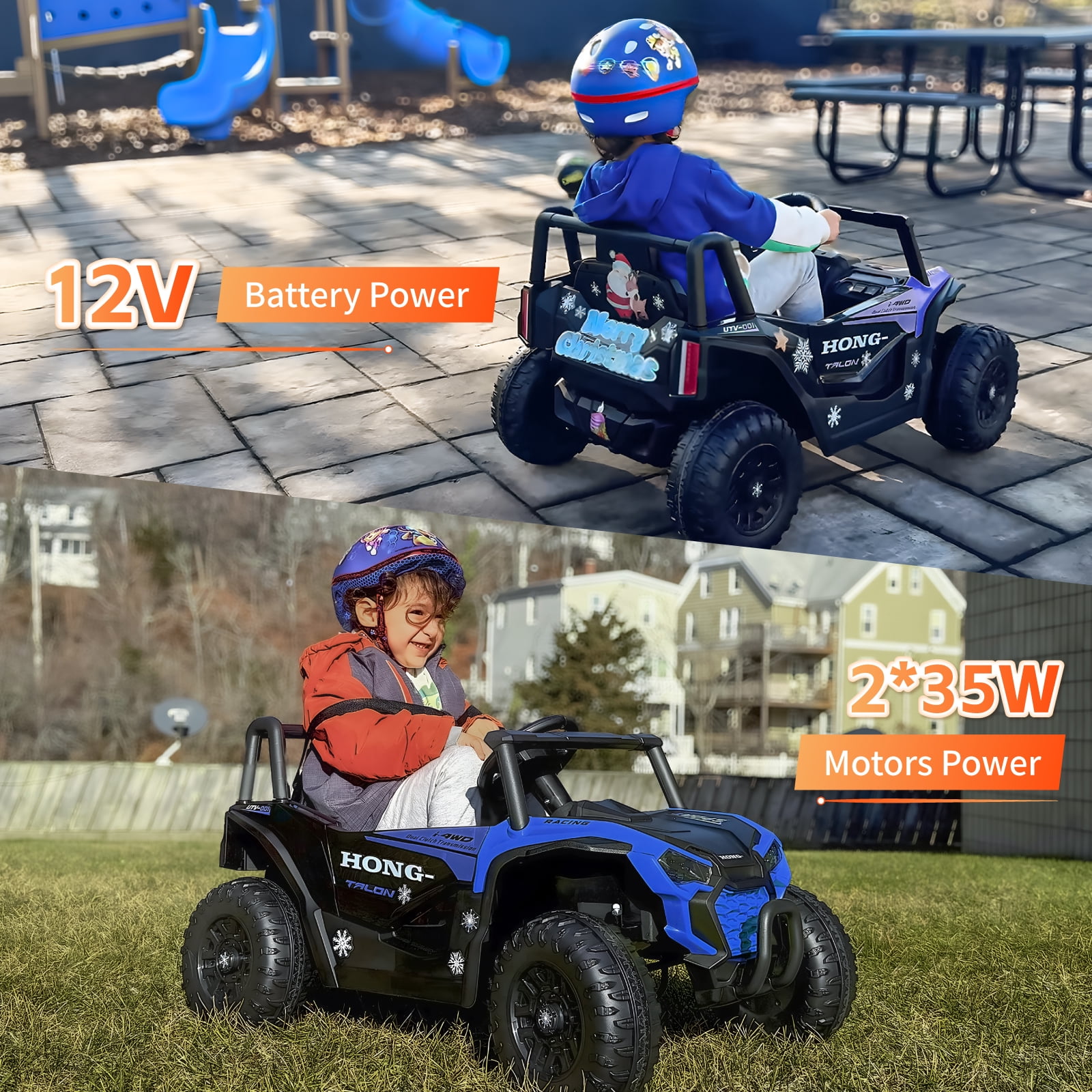 HEIMILI 12V Kids Ride On UTV,Ride on Car Toy w/Remote Control,Electric Off-Road UTV Truck,Remote w/ LED Lights MP&Music Bluetooth USB for Kids,Boys and Girls Aged 3-6 Years (Blue)