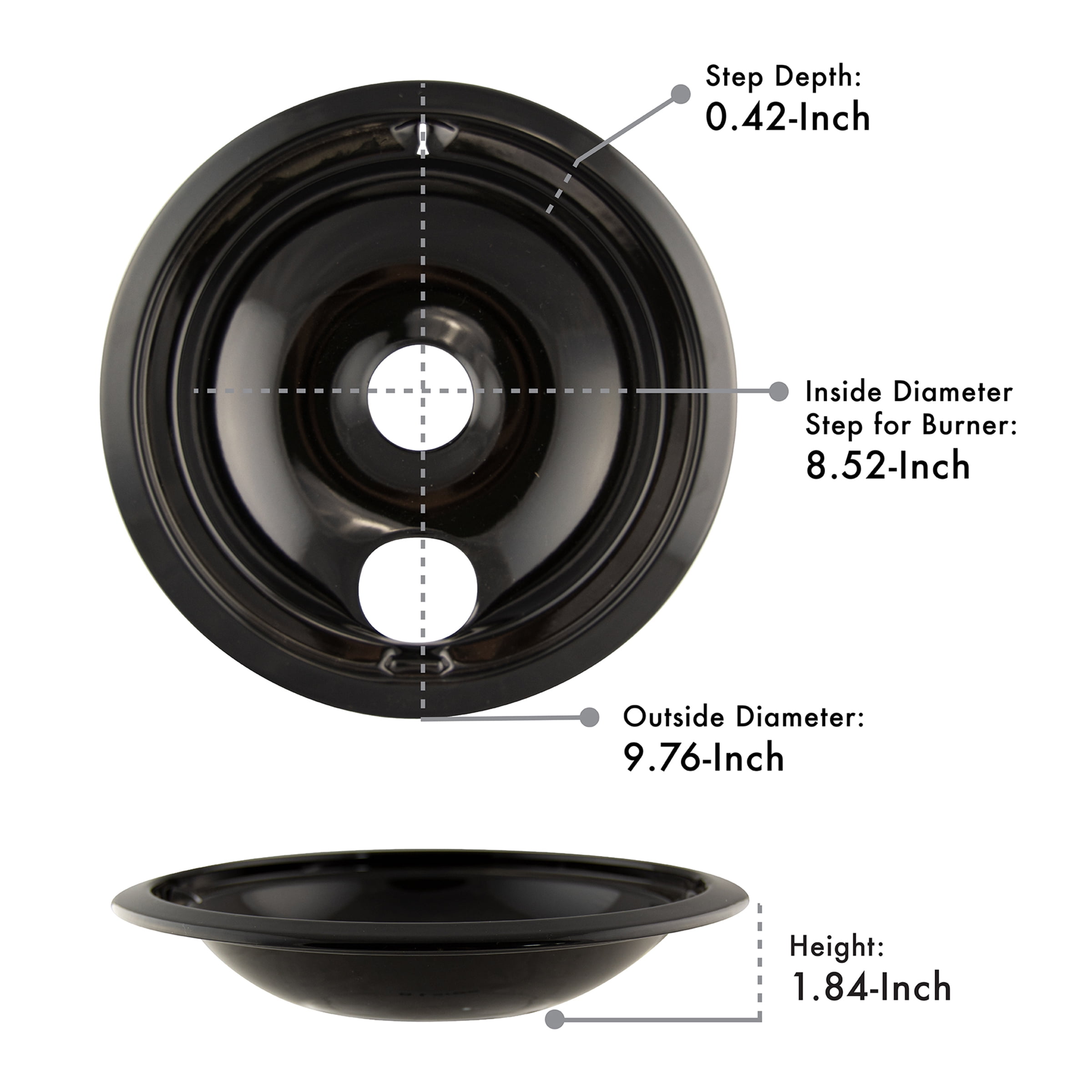 Range Kleen P119204XN Style B Black Porcelain Drip Bowls, 4 Pack