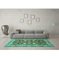 thumbnail image 3 of Ahgly Company Machine Washable Indoor Round Oriental Turquoise Blue Traditional Area Rugs, 3' Round, 3 of 4