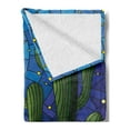 thumbnail image 2 of Dune Soft Flannel Fleece Throw Blanket, Modern Interpretation of a Cactus on Night Desert Starry Sky Stained Glass Inspired, Cozy Plush for Indoor and Outdoor Use, 50" x 70", Multicolor, by Ambesonne, 2 of 5
