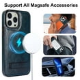thumbnail image 4 of Designed for iPhone 16 Pro Max, Luxury Slim Fit PU Leather Back Case with Magsafe Kickstand Wireless Charging Luxury Protective Anti-slip Durable Phone Cover for iPhone 16 Pro Max, Blue, 4 of 8