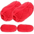 thumbnail image 1 of KONTONTY Fil de Crochet pour Débutants 4 Rouleaux de Polyester Rouge Idéal pour Couvertures et Sacs, 1 of 5