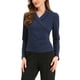thumbnail image 1 of Blusas de manga larga con cuello notch asimétricas para mujeres XL azul oscuro, 1 of 6