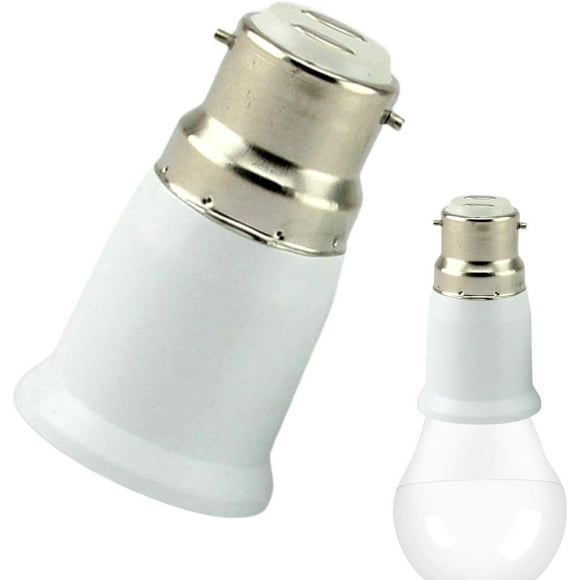 Adaptador de Casquillo de Bayoneta a Rosca para Bombillas. Convertidor de Casquillo B22 a E27 para Ventiladores de Techo, Lámparas de Araña y Bombillas Led.
