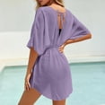 thumbnail image 6 of Swimsuit Cover Ups Dress for Women Chiffion Summer Beach Cover Up Sheer V-Neck Bikini Coverup Purple S(S), 6 of 7