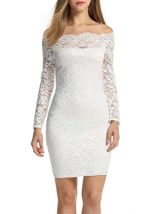 off the shoulder long sleeve lace dress