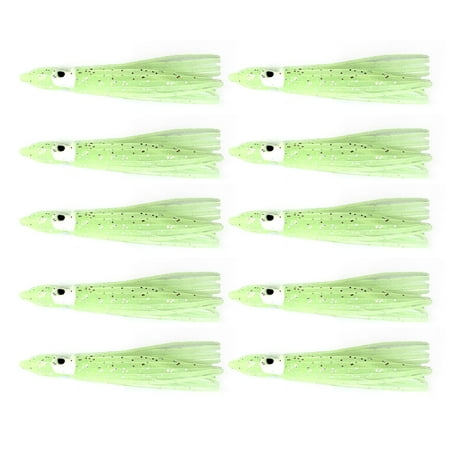 Manyache 10Pcs 9CM/2G Soft Squid Skirt Bait Luminous Realistic Silicone Saltwater Trolling Fishing Artificial Glow Octopus Lure Fishing Accessories