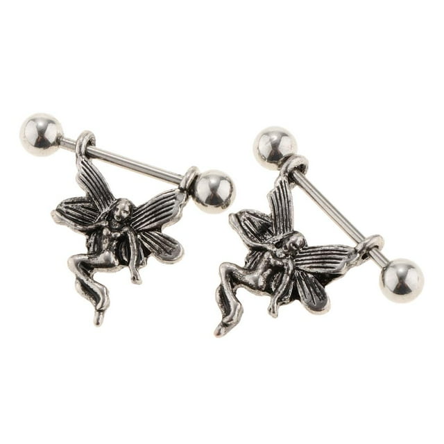 Accesorio de perforación de pezón con barra recta de ángel perfecto para disfraz de Halloween-1 par Fernando Anillo de pezón de acero inoxidable