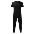 thumbnail image 4 of Fashion Mens Summer Solid Short Sleeve O-Neck Tops+Long Pants 2 Piece Set, 4 of 9