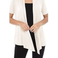 thumbnail image 6 of Women's Loose Fit Short Sleeve Draped Open Front Office Wear Solid Cardigan, 6 of 6