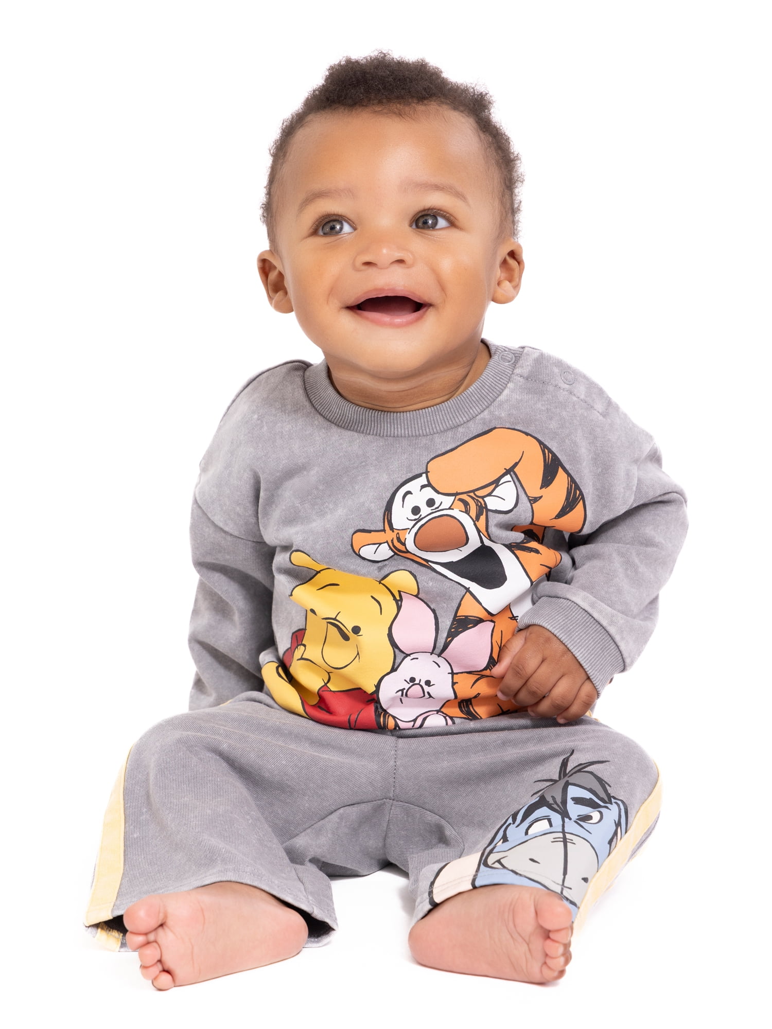 Winnie the Pooh Baby Long Sleeve Graphic Crewneck Tee with Matching Pants, 2-Piece, Sizes 0/3M-24M