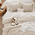 thumbnail image 4 of Full Comforter Set - 4 Pieces Pinch Pleat Bed Set, Linen Boho Bedding for All Season, 1 Soft Comforter, 2 Pillowcases, 1 Decorative Pillow, 4 of 9