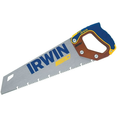 1PK Irwin 15 In. L. Blade 9 PPI Body, 12 PPI Easy Start Front Wood, Rubberized Grip Handle Hand Saw