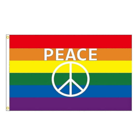 Peace Flag 150x90cm, Washable, Bright Colors, Uv Resistant Rainbow Flag And Flat Multicolor Flag