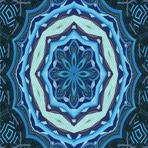 Ahgly Company Machine Washable Indoor Square Transitional Lapis Blue Area Rugs, 6' Square