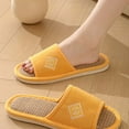 thumbnail image 5 of Xfvqtps Mens and Womens Home Slippers Simplicity Solid Color Open Toe Straw Sole Comfortable Non-Slip Indoor Flax Slippers Yellow, 5 of 7