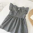 thumbnail image 3 of CHEEREAM Toddler Baby Girls Summer Dress Flutter Sleeve A-Line Sundress Plaid Casual Beach Dresses for 6 Months-4 Years Black 18-24 Months, 3 of 3