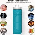 thumbnail image 4 of Botella de agua plegable con válvula a prueba de fugas, 600 ml, reutilizable, sin BPA, de silicona, para gimnasio, camping, senderismo, yoga, viajes, deportes, ligera, 4 of 5