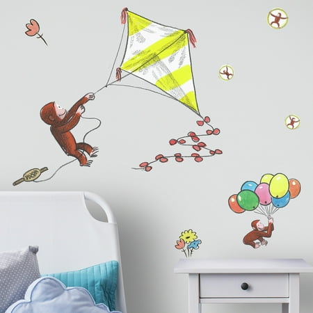 Curious George Wall Decor - Curious George Storybook Kite Peel and Stick Giant Wall Decals