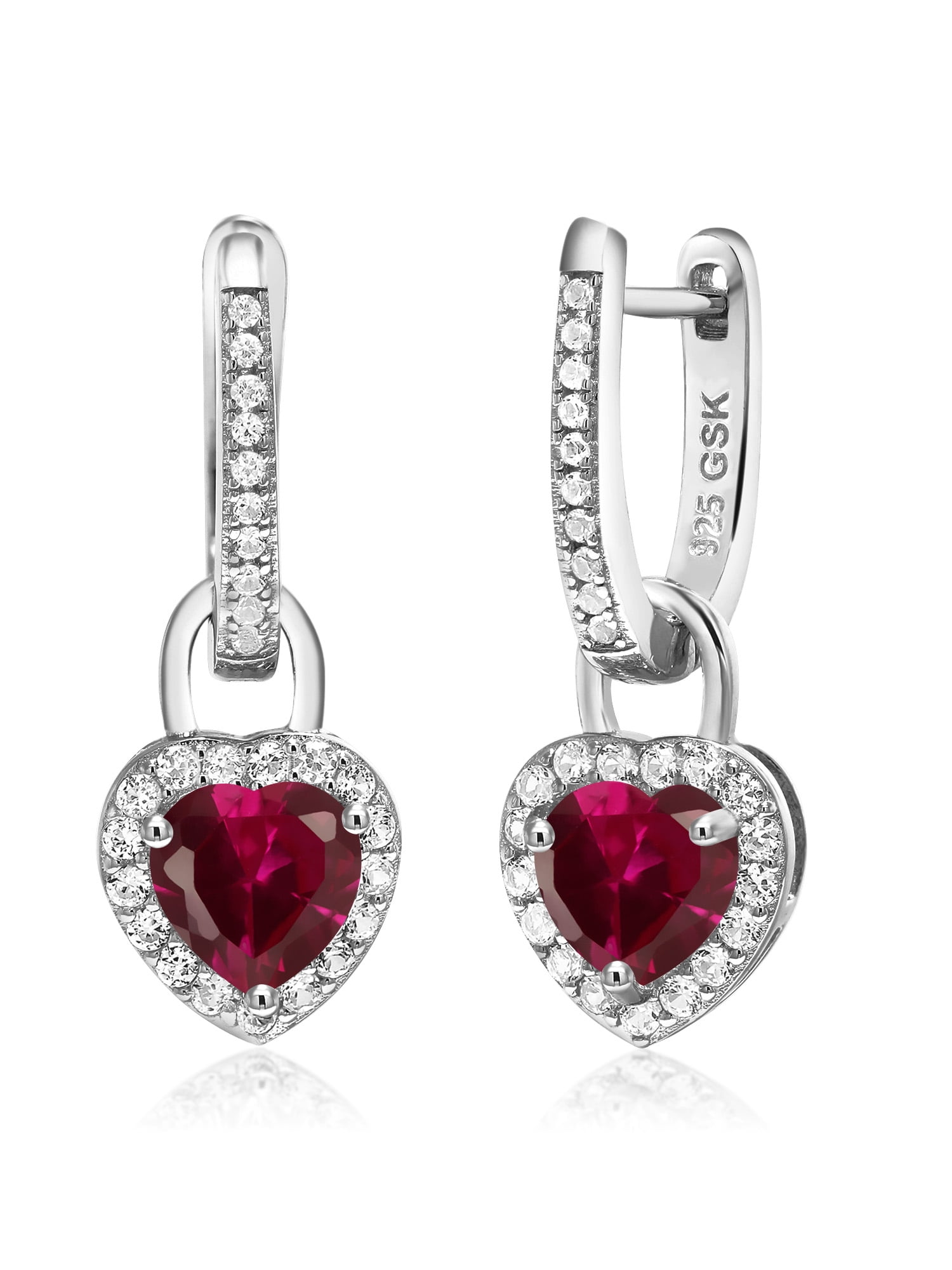Pendant earrings ruby and with marcasite. in 925 silver zafiro with natural stones emerald roots