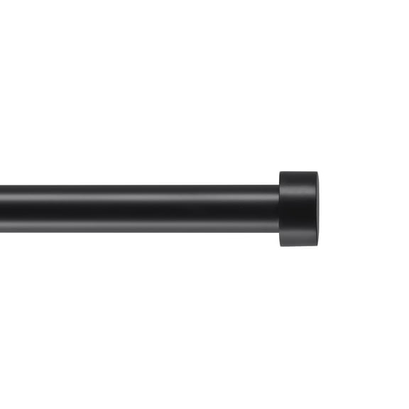 Muuphra Classic 1 Inch Matte Black Metal Cap Single Curtain Rod,16-47 Inch