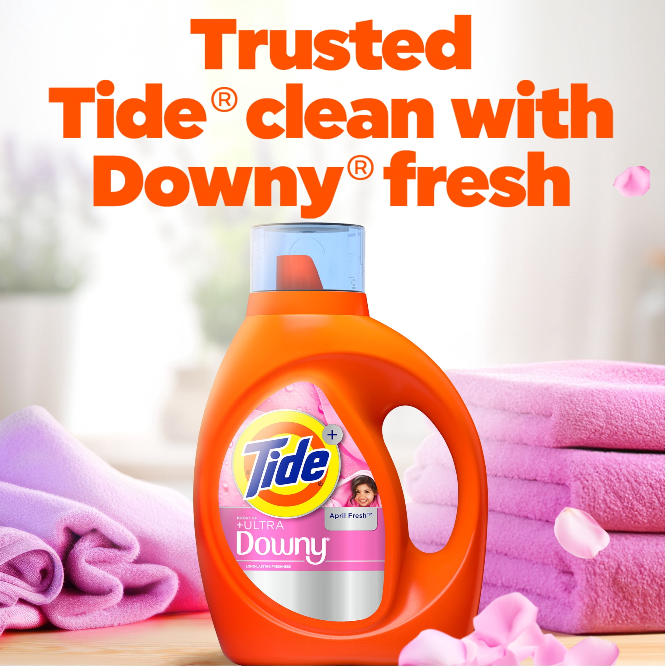 (6 pack) Tide Laundry Detergent Liquid Plus a Boost of Ultra Downy, April Fresh Scent, 27 fl oz, 19 Loads
