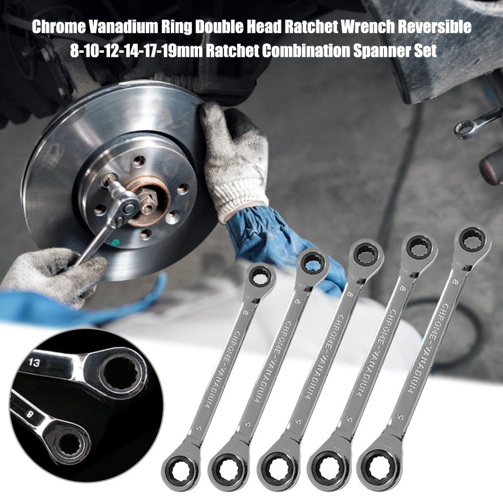 Chrome Vanadium Ring Double Head Ratchet Wrench Reversible Ratchet Combination Spanner Set Color : 6 8 