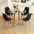 thumbnail image 2 of Gymax 5 PCS Dining Table Set for 4 w/ Solid Wood Legs Tempered Glass Tabletop Modern Black, 2 of 7