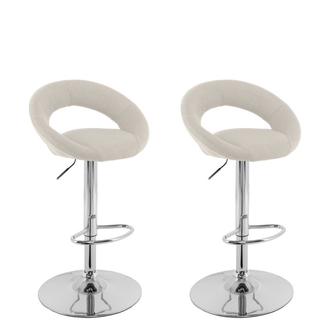 CorLiving Round Open Back Adjustable Fabric Barstool, set of 2
