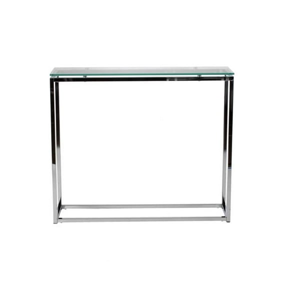 Geo Rectangle Console Table, Clear Glass & Chrome
