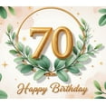 thumbnail image 3 of Elegant Design Happy Birthday Banner Decorative Green Leaves Gold Number 70 for Milestone Celebration Indoor Party Event, 3 of 7