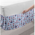 thumbnail image 2 of Lighthouse Bed Skirt, Sea Waves Background with Boats Life Buoy and Starfish Aquatic Elements, Elastic Bedskirt Dust Ruffle Wrap Around for Bedding Decor, 4 Sizes, Pale Blue Red White, by Ambesonne, 2 of 2