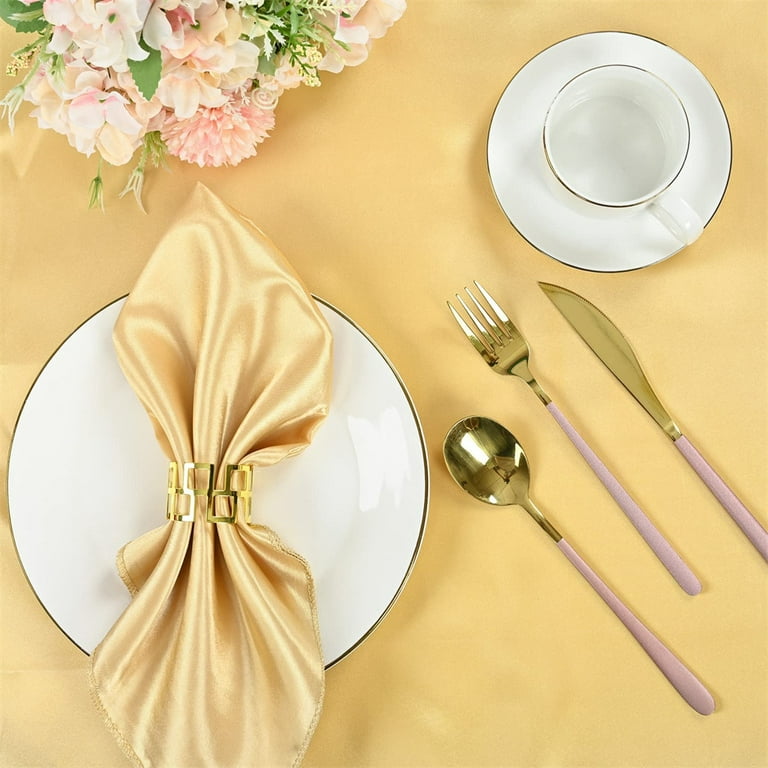 GOLD TEXTILES Premium Table Cloth Napkins Set of 12, Cotton Blend (18x18  Inches) Dinner Napkins Cloth Hemmed Edges Washable- Soft & Reusable Ideal  for