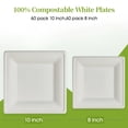 thumbnail image 2 of LEEYNEER 120 Pack Heavy Duty Sugarcane Paper Plates - 10” & 8” Shatterproof & Stackable Square Plates with Rounded Corners  Individually Wrapped for Parties  Camping  Picnics  Weddings -, 2 of 4