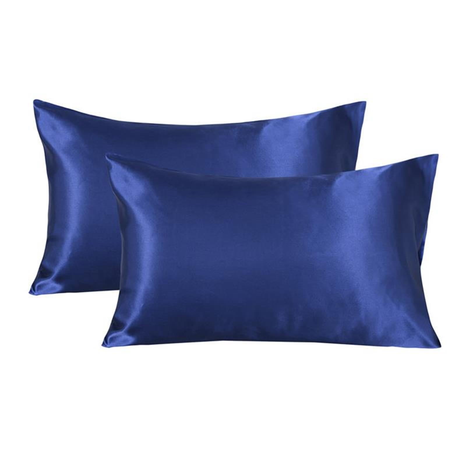 OIENS Simulation Silk Pillowcase for Hair and Skin (Navy Blue, 20x40 inches) Slip Pillow Cases
