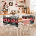 thumbnail image 2 of Merry Christmas Chair Covers Set of 8 Red Xmas Balls Poinsettia Black White Plaid Chair Back Covers Stretch Removable Washable Slipcovers Protector for Dining Room Kitchen Party Decor, 2 of 5