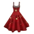 thumbnail image 4 of Abcomgle Christmas dresses for Girls Size 7-8 10-12 Snowflake Print Christmas Dresses for Girls Cute Spaghetti Straps A-Line Midi Dress for Girls Holiday Sleeveless Swing Dress Clothes for Girls, 4 of 5
