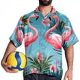thumbnail image 4 of Flamingo Tropical Rainforest Men's Hawaiian Short Sleeve Printed Button Down Poplin Casual Summer Beach Shirt, Unisex, 4 of 6