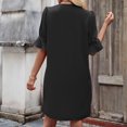 thumbnail image 7 of Inleife Womens Summer Dresses Women's Casual Solid V-Neck Lace Loose Pleated 5/4 Sleeve Dress, 7 of 7