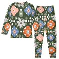 thumbnail image 2 of FORMRS Kids Pajama Set Cotton Long Sleeve Top and Pants 2-Piece Lounge Sleepwear, Sizes 18M-8Y, Blue Geometric Flowers, 2 of 6
