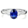 thumbnail image 2 of Trilogy Half Carat oval cut Sapphire and Round Diamond Engagement Ring in White Gold, 2 of 4