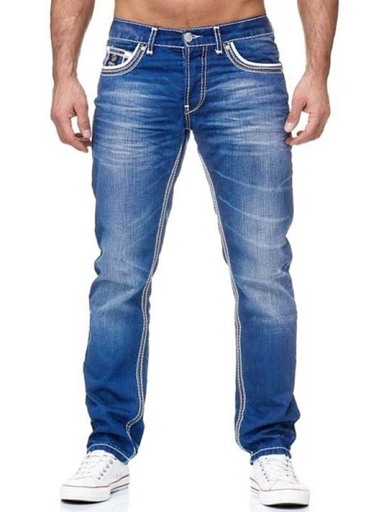 Men Basic Jeans Thick Seams Regular Casual Men Jeans | Walmart Canada