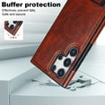 thumbnail image 6 of for Samsung Galaxy S24 Ultra PU Leather Back Case, Built-in Invisible Stand [Compatible with Magsafe] Protective Slim Kickstand Anti-fall Phone Cover Compatible with Samsung Galaxy S24 Ultra, Brown, 6 of 8
